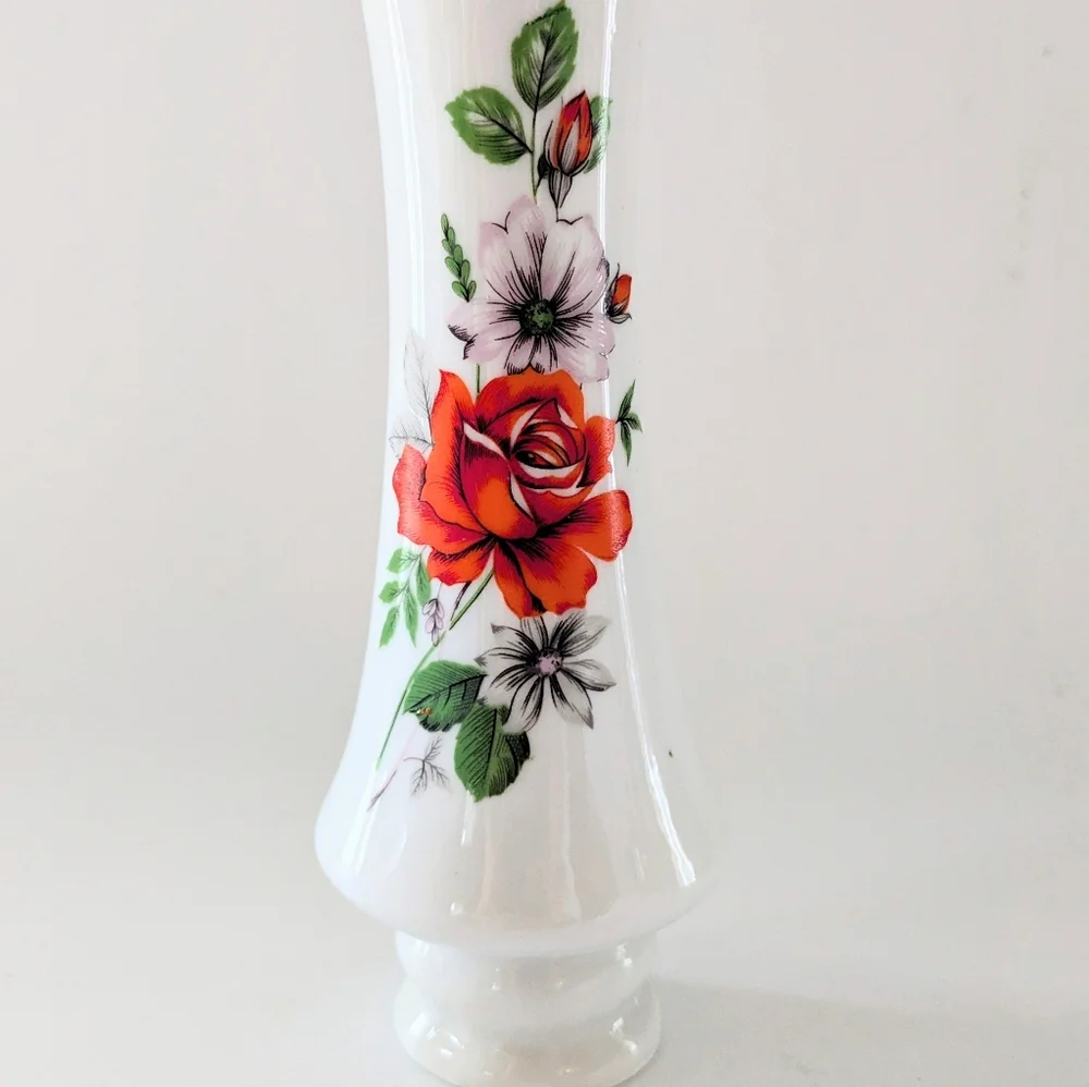 Vintage Floral Porcelain Bud Vase 7